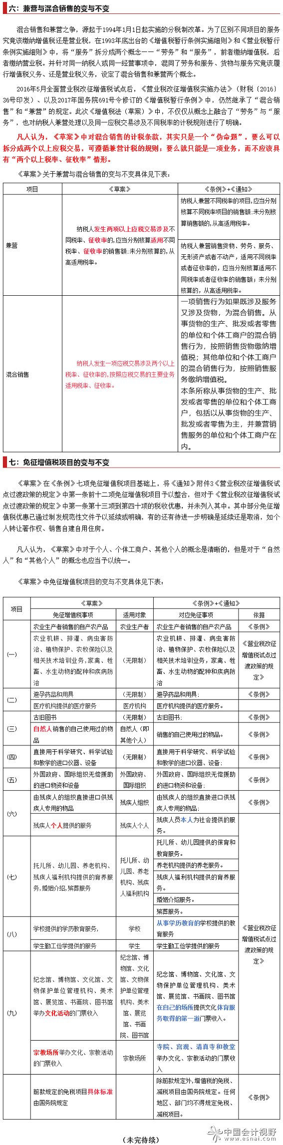 《中华人民共和国增值税法（草案）》的变与不变（之三） 