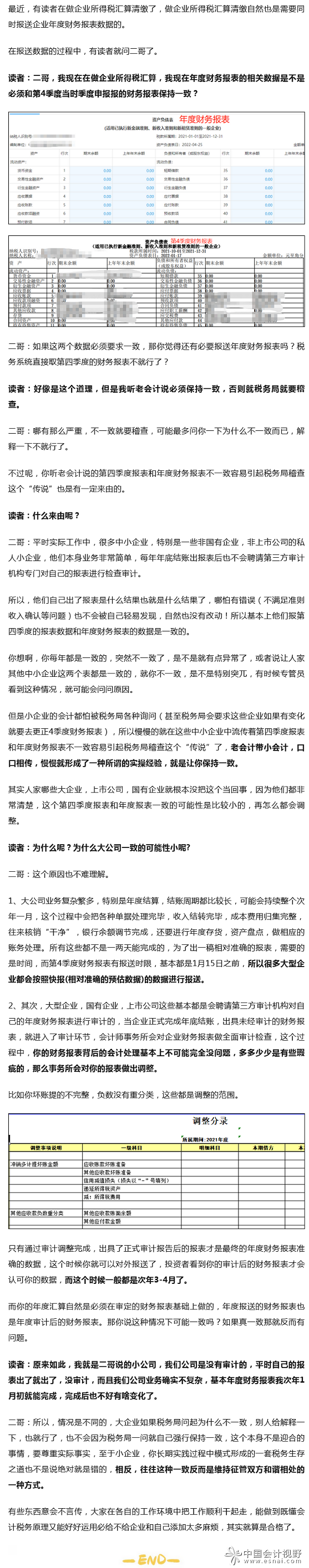 汇算十一弹！第4季度财报可以与年报的财报数据不一致吗？