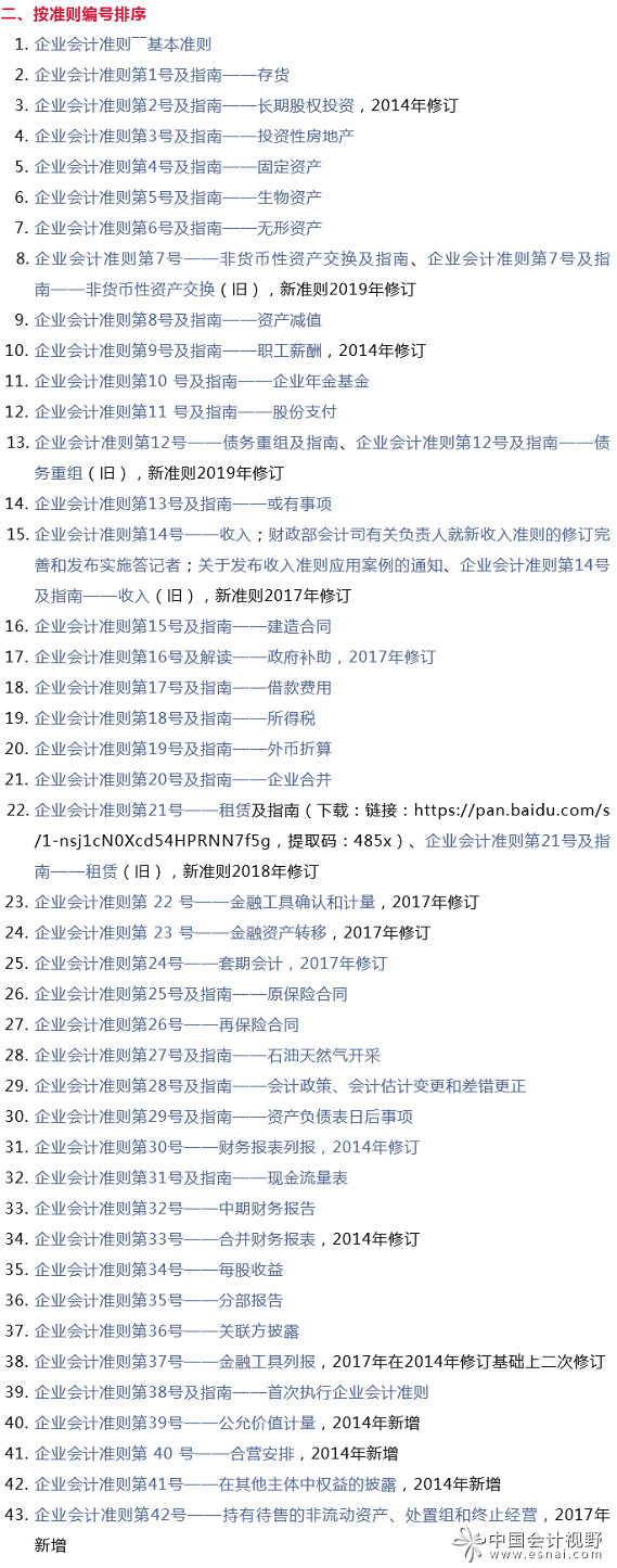二、按准则编号排序