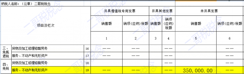 增值税申报第二弹！一般纳税人申报表附表一，免税申报！