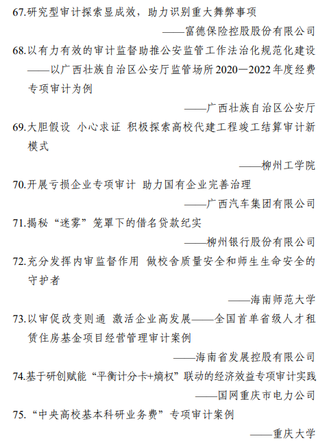 中国内审协会公示高质量审计成果典型案例 中国内审协会公示高质量审计成果典型案例