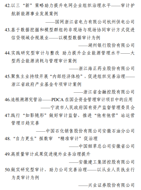 中国内审协会公示高质量审计成果典型案例 中国内审协会公示高质量审计成果典型案例