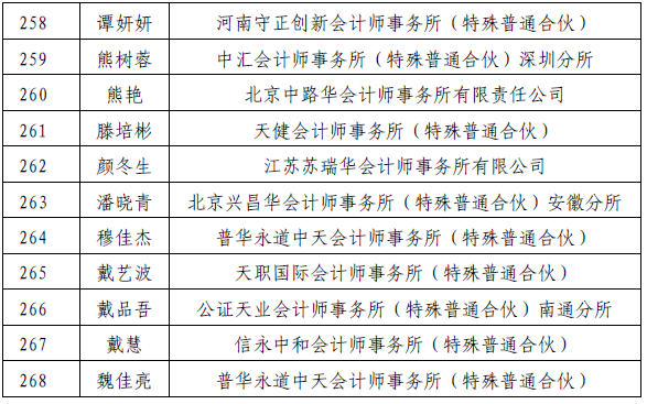 财政部高层次中青年注会班笔试人员名单公布